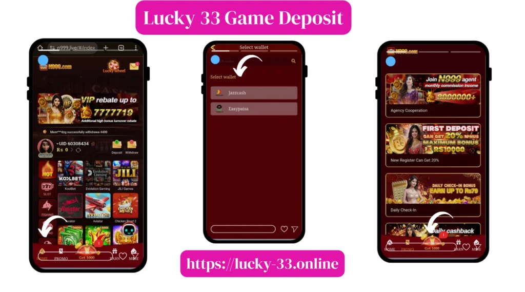 Lucky 33 Game deposit