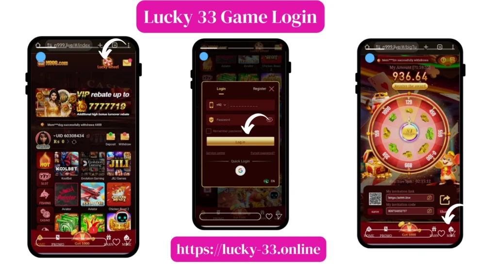 Lucky 33 Game login